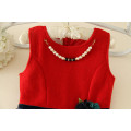 chinstmas neue heiße Verkauf Modelle Kinder Baby Kleidung dunkel rosa große Blume appliqued woolen sleeveless Kleid